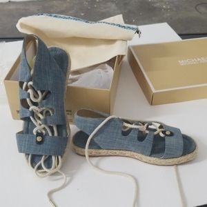 Micheal Kors denim Mckenna sandals size 8m